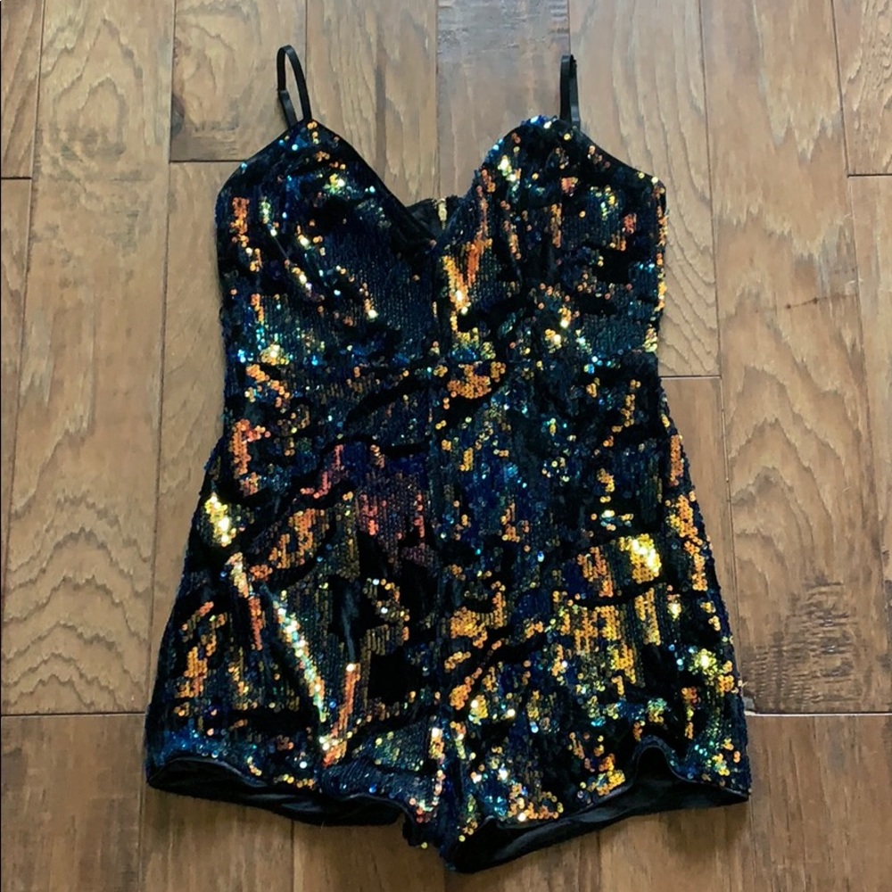 Blue/Orange/Iridescent Romper NWT